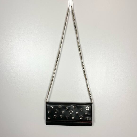 Marciano Black Leather Shoulder Envelope Bag Clutch Gold Chain And Details - Picture 2 of 12